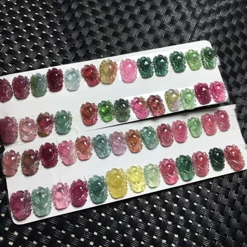 1 Pc Fengbaowu natūralus spalvingas turmalinas Lapės pakabuko žiedas Reiki gydomojo akmens mados papuošalų dovana moterims