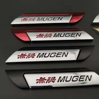 2Pcs 3D metalinis automobilio sparno šoninis ženklelis Honda Mugen lipdukas Civic Fit Accord FK8 CRV 3 emblemos logotipas Mugen Decal priedai