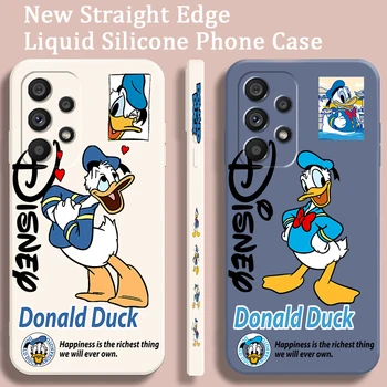 Duck Disney Donald Anime, skirta Samsung Note 20 10 A54 A31 A14 A03 A22 A34 A04 A24 Ultra Plus 5G Liquid Left Rope telefono dėklas